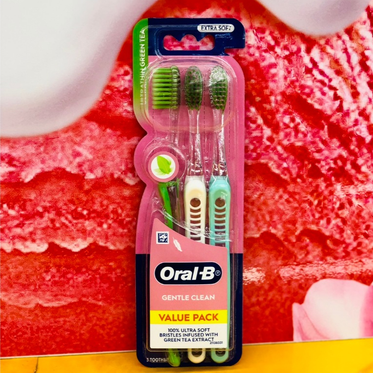 Oral-B Ultrathin Green Tea (ปริมาณสุทธิ 3 ด้าม) แปรงสีฟัน ออรัล-บี อัลตร้า ธิน กรีนที ขนแปรงนุ่มพิเศษ