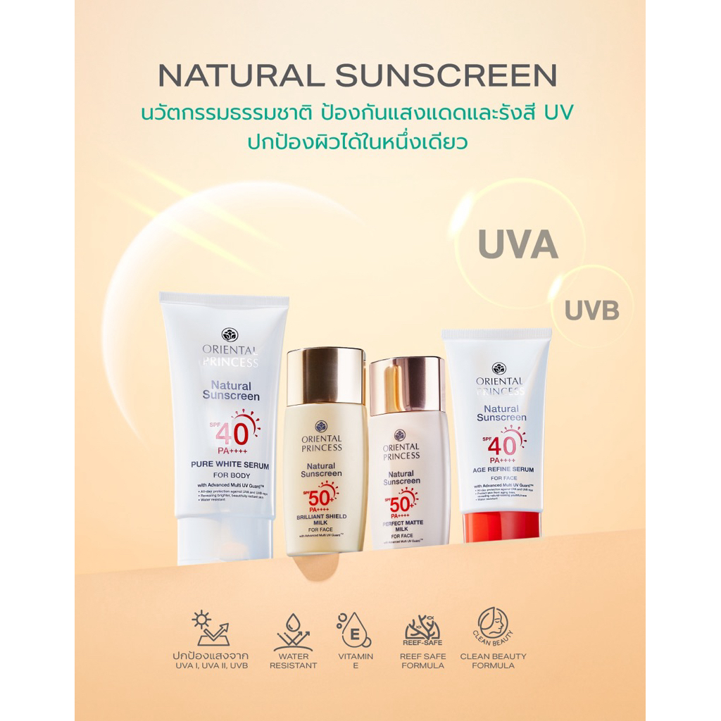 ของแท้✅ กันแดดผิวหน้า Oriental Princess Natural Sunscreen