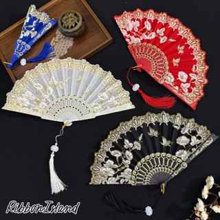 [ส่งเร็ว]พัดจีน พัด พัดโบราณแบบพกพา พัดสไตล์จีน มีพู่ห้อยจีน…