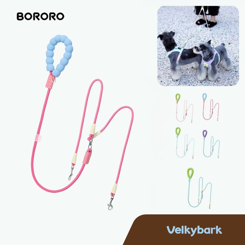 VELKYBARK [พร้อมส่ง] Bororo สายจูงสัตว์เลี้ยง รุ่นสาย 2 และ 3 เส้น สำหรับน้องๆ 2-3 ตัว ใช้ได้ทั้งสุนัขและแมว