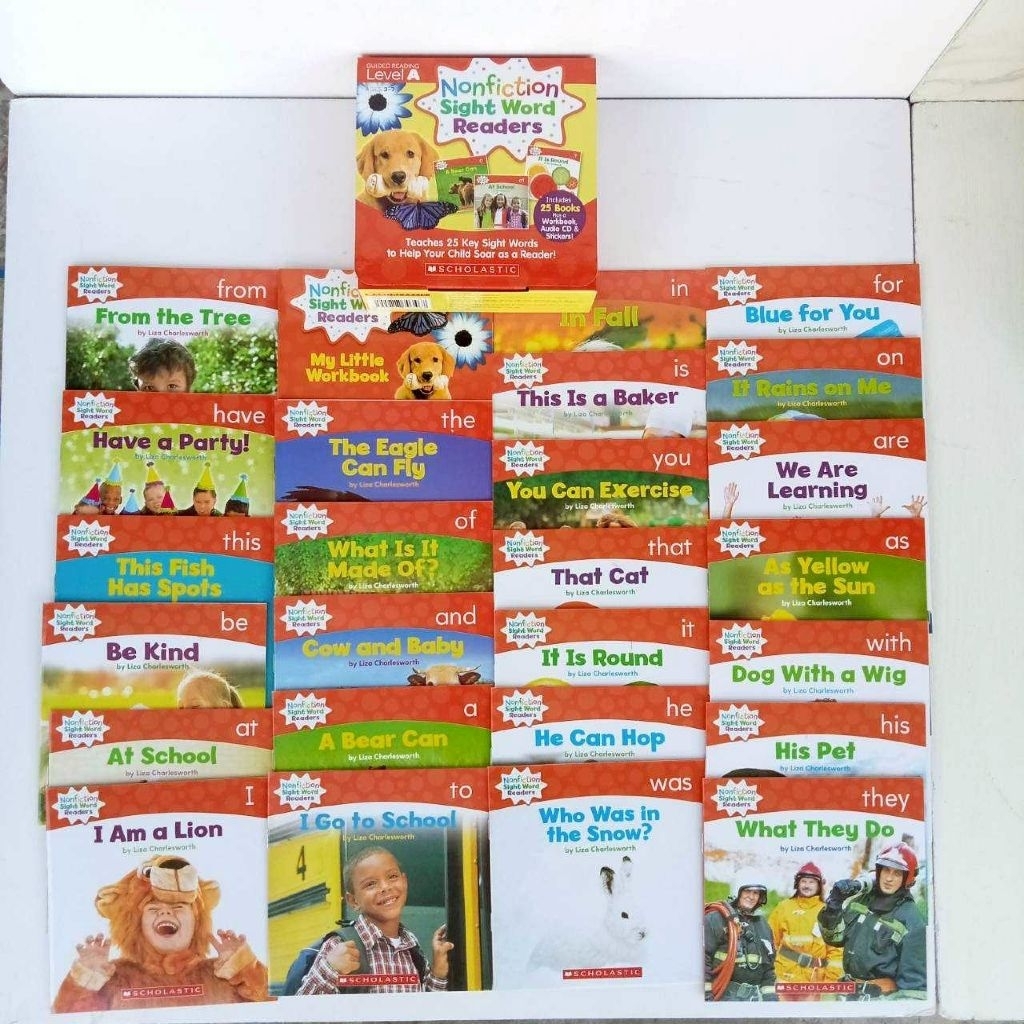 ✅️พร้อมส่ง หนังสือภาษาอังกฤษ สำหรับเด็กและผู้ฝึกอ่าน  Nonfiction Sight words Reader (ชุด 4 กล่อง รวม 100 เล่ม)