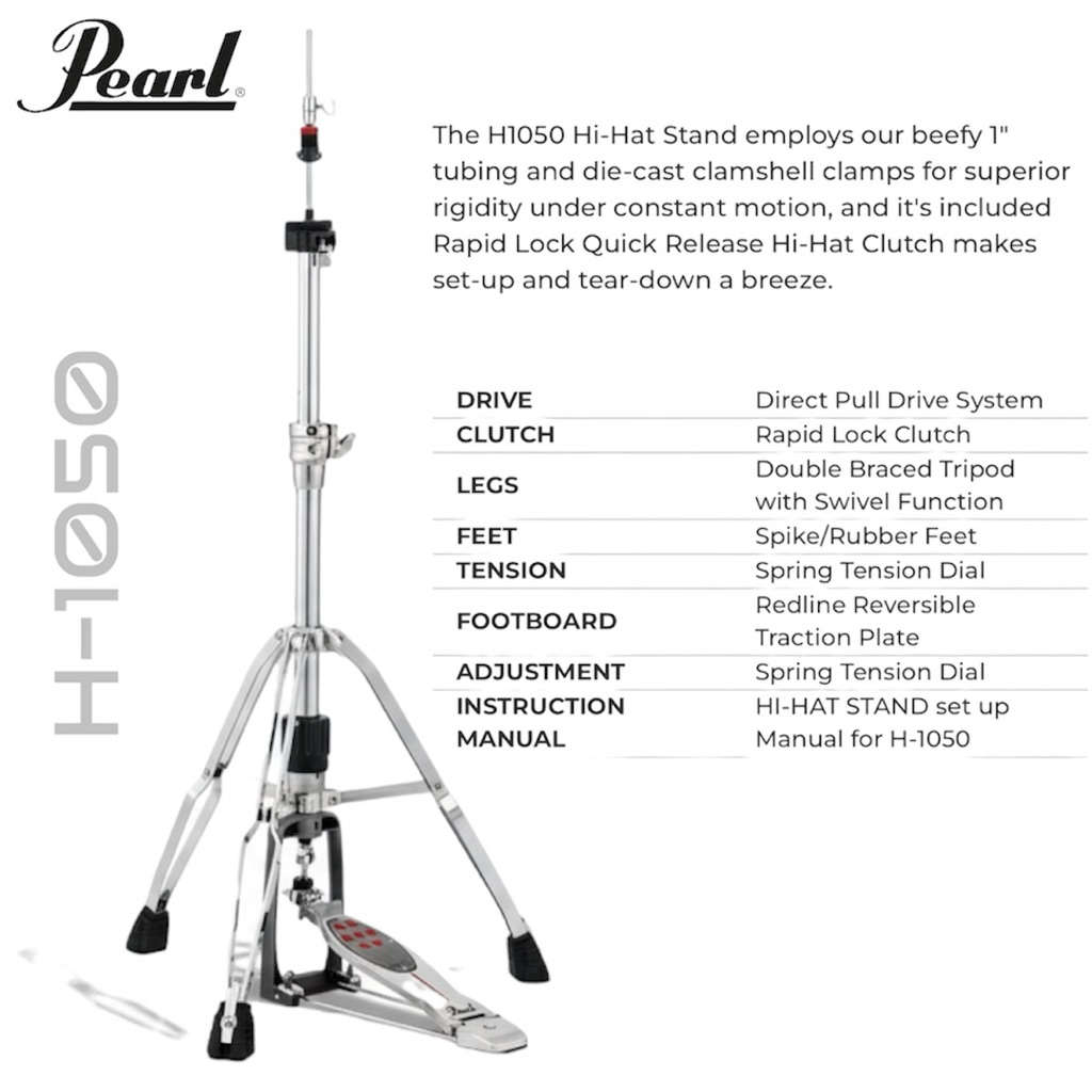 ขาตั้งไฮแฮท Pearl Redline H-1050ตอบโจทย์ทุกด้าน ตั้งแต่ฟีลลิ่งการเหยียบที่แม่นยำลื่นไหลจนถึงการออกแบ