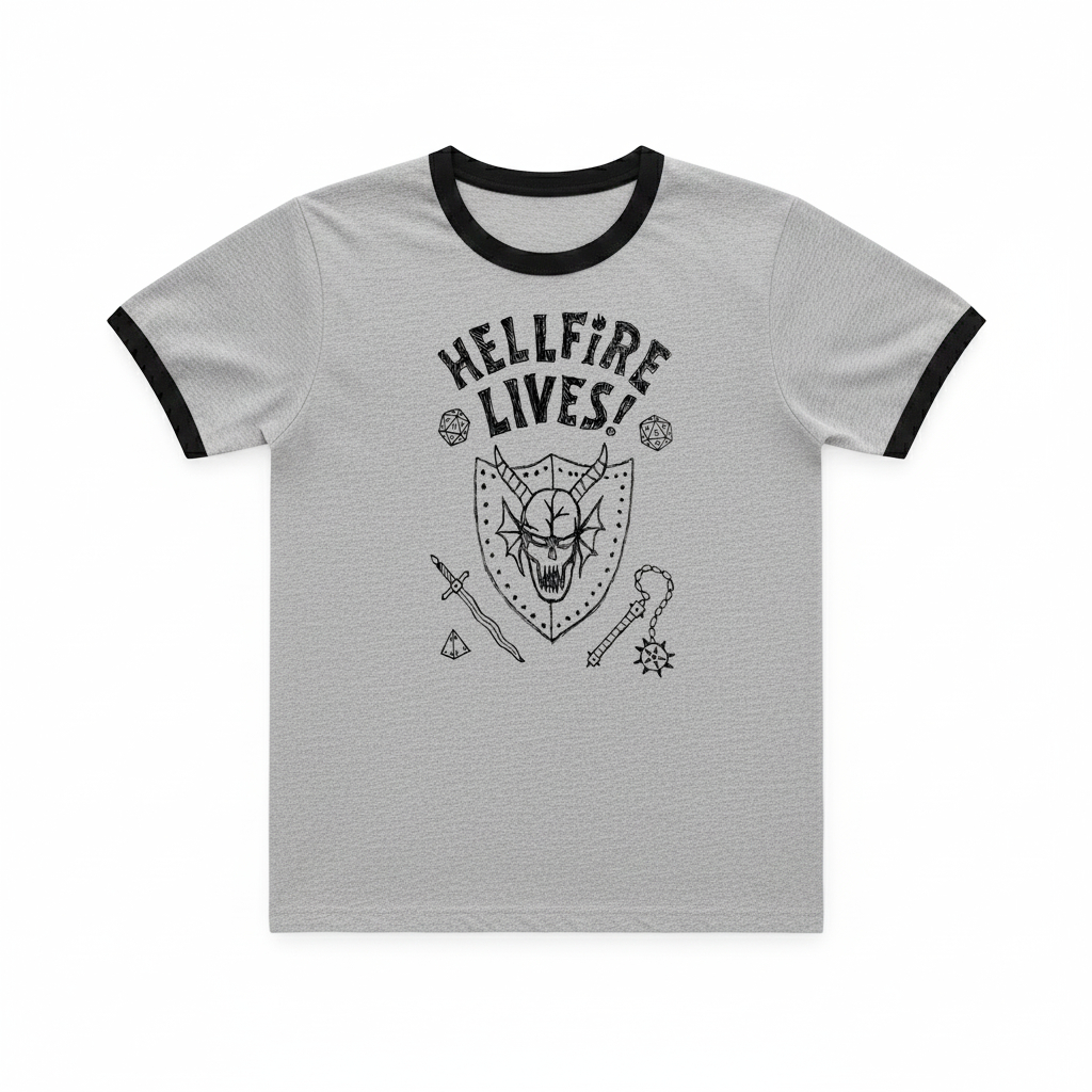 Stranger Things Hellfire Lives(Dustin) Ringer tee/เสื้อยืดกุ๊นแขนเฮลไฟย์ไลฟ์ สเตรนเจอร์