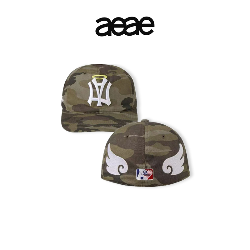AEAE🇰🇷 AE SYMBOL ANGEL WING CAP-CAMO/GREY การปักลายปีก หมวกเบสบอล
