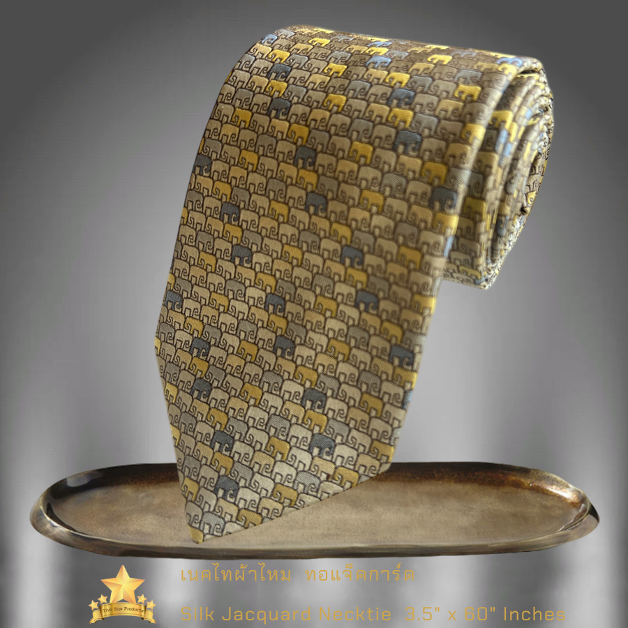 เนคไทผ้าไหม ทอลายแจ็คการ์ด  Silk necktie Jacquard  AL04  -จิม ทอมป์สัน -Jim Thompson