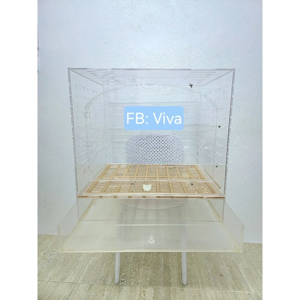 กรงอะคริลิคมือสองสีใส60*50*60 มีค่าจัดส่งอ่านรายละเอียดด้านล่าง หรือทักถาม thumbnail 3