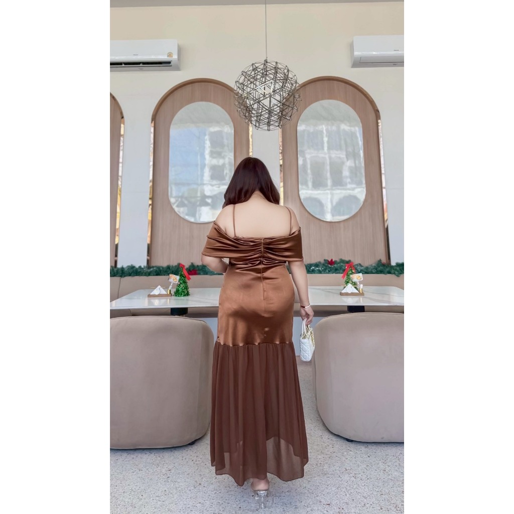 เดรสสาวอวบ ด้านล่างล่างแต่งชีฟอง เหมาะใส่ออกงาน เพื่อนเจ้าสาว ดินเนอร์ ปาร์ตี้ ชุดใส่ออกงานผู้หญิงอ้วน พลัสไซส์ BF - รูปที่ 2