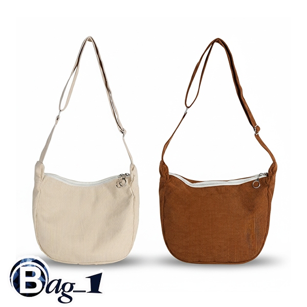 bag_1(BAG1835) กระเป๋าสะพายข้าง สีพื้น ผ้าลูกฟูก สไตล์เกาหลี(ไม่มีเข็มกลัดแถม)