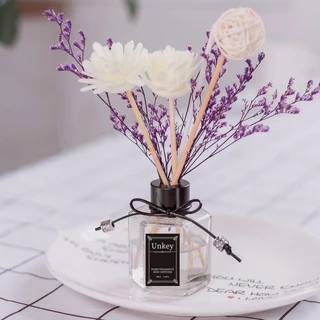 พร้อมส่ง ก้านไม้หอมปรับอากาศ น้ำมันหอมระเหย ดับกลิ่นห้องน้ำ ของขวัญ พร้อมกล่อง 50มล ดอกไม้แห้ง ก้านน้ำหอม น้ำหอมอโรม่า