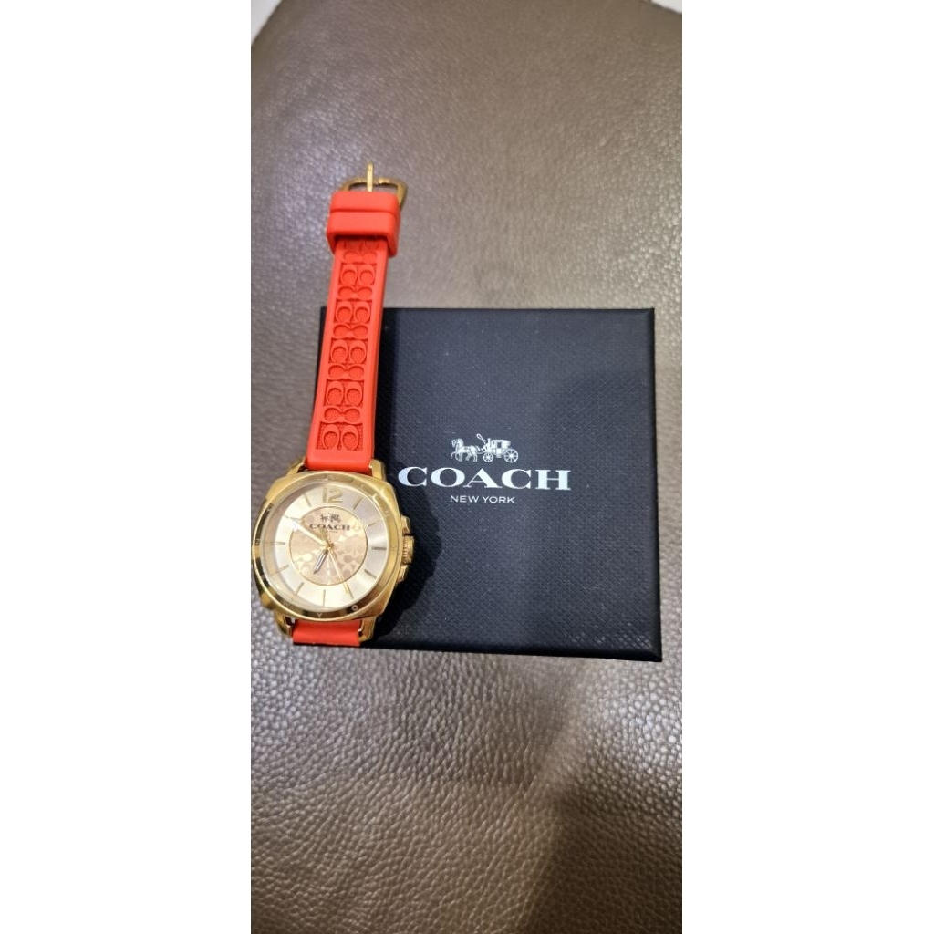 นาฬิกาจ้อมือ COACH USA สายสีส้ม หน้าปัดสีทอง (แท้)