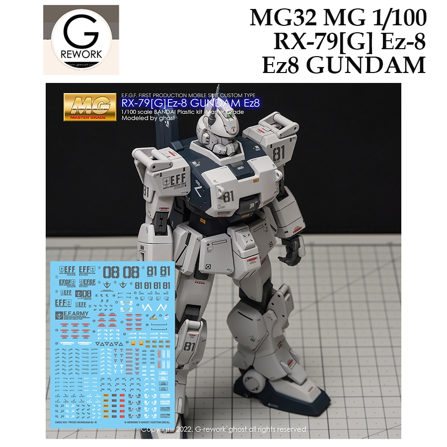 ดีคอลน้ำ [G-Rework] MG 32 RGM-79[G] Ez8 GUNDAM WATER SLIDE DECAL MG 1/100 MG32