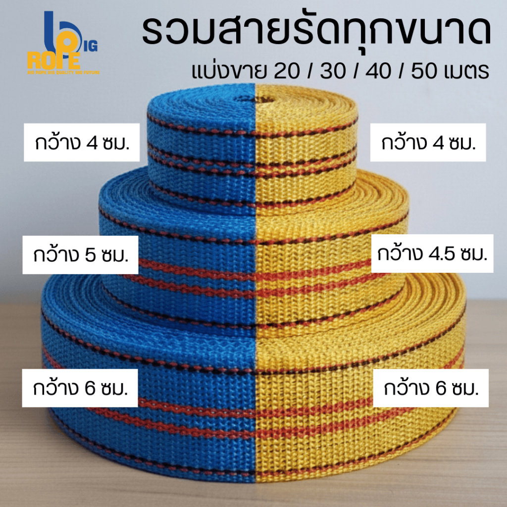 [รวมสายรัดทุกขนาด 20-50 เมตร] สายรัด เชือกรัดของ เชือกแบน สายรัดรถบรรทุก สายรัดอเนกประสงค์ เชือกดึงต้นไม้ กว้าง 4-6 ซม.