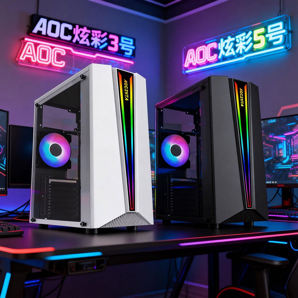เคสพีซีแบบ DIY รุ่น AOC Colorful No. 3 & No. 5 สีขาว/ดำ ด้านข้างโปร่งใส ป้องกันฝุ่น รองรับระบบระบายความร้อนด้วยน้ำ ขนาด