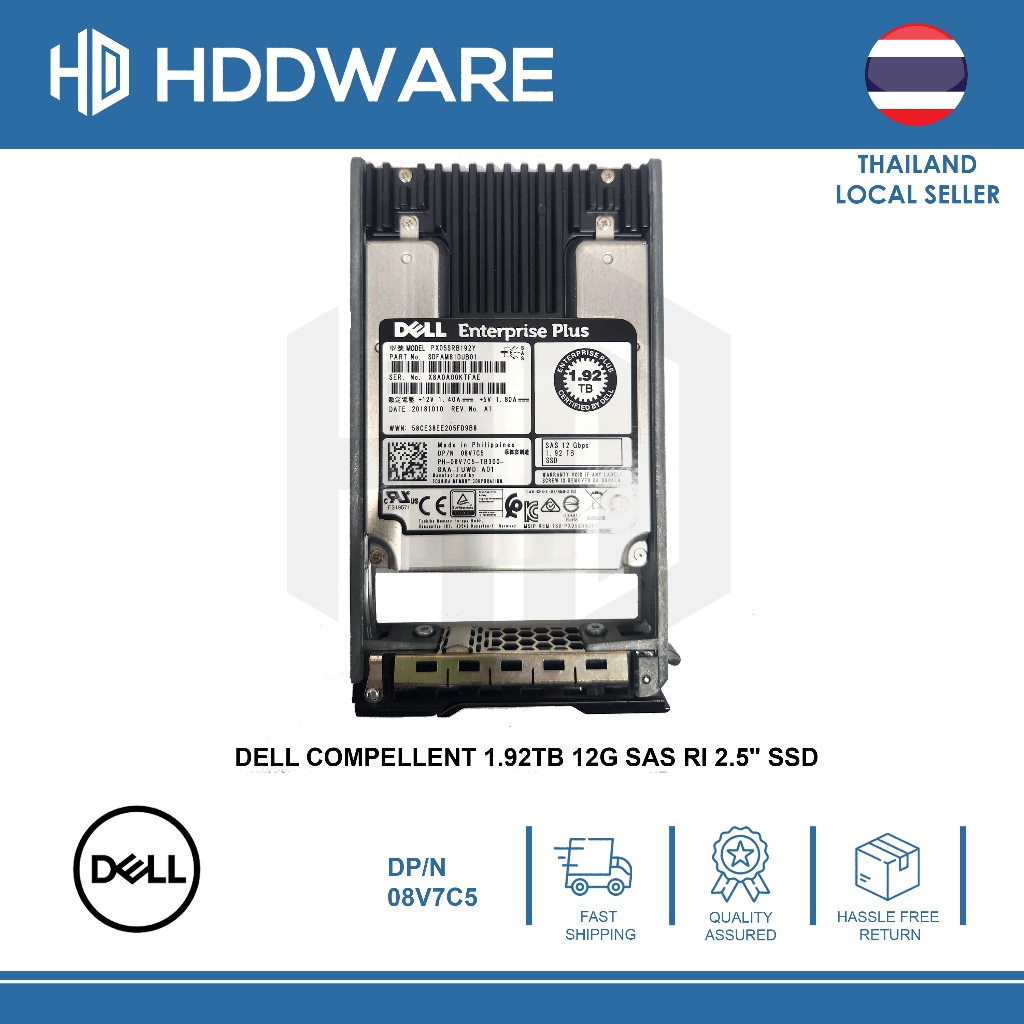 DELL COMPELLENT 1.92TB 12G SAS RI 2.5" SSD // 08V7C5 // 8V7C5 // SDFAM81DUB01 // PX05SRB192Y
