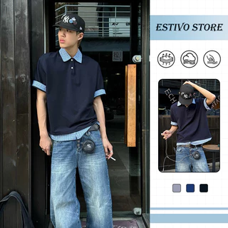 American-Style Double-Layer Paneled Short-Sleeve Shirt - Casual, Loose-Fit, Trendy & Versatile
