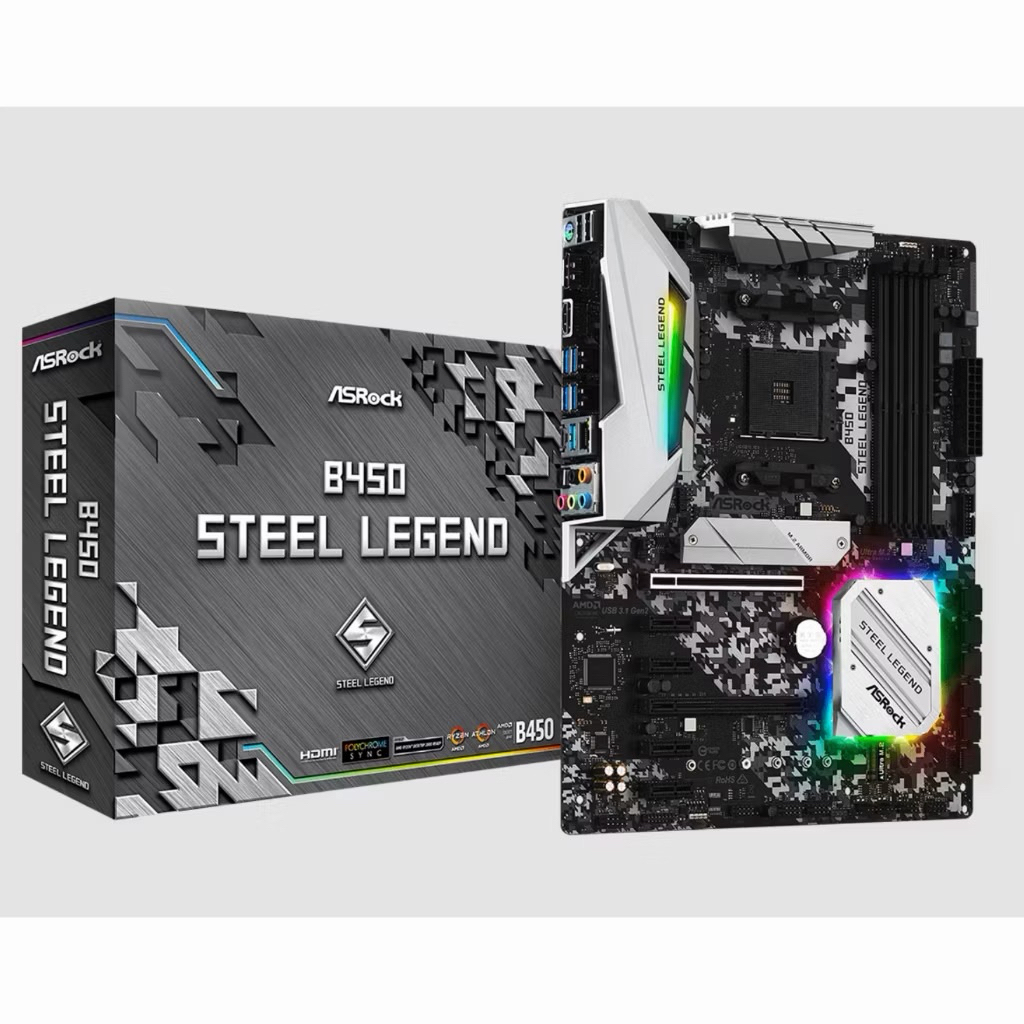 MAINBOARD (เมนบอร์ด) ASROCK B450 STEEL LEGEND (DDR4) (SOCKET AM4) มือสอง