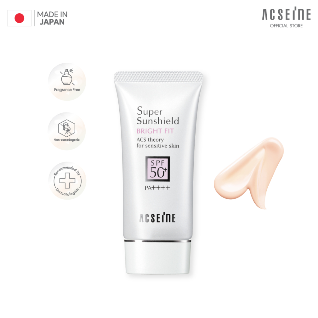 ACSEINE Super Sunshield BRIGHT FIT (SPF50+ / PA++++) โลชั่นกันแดดเนื้อน้ำนม ผิวฉ่ำ Glow
