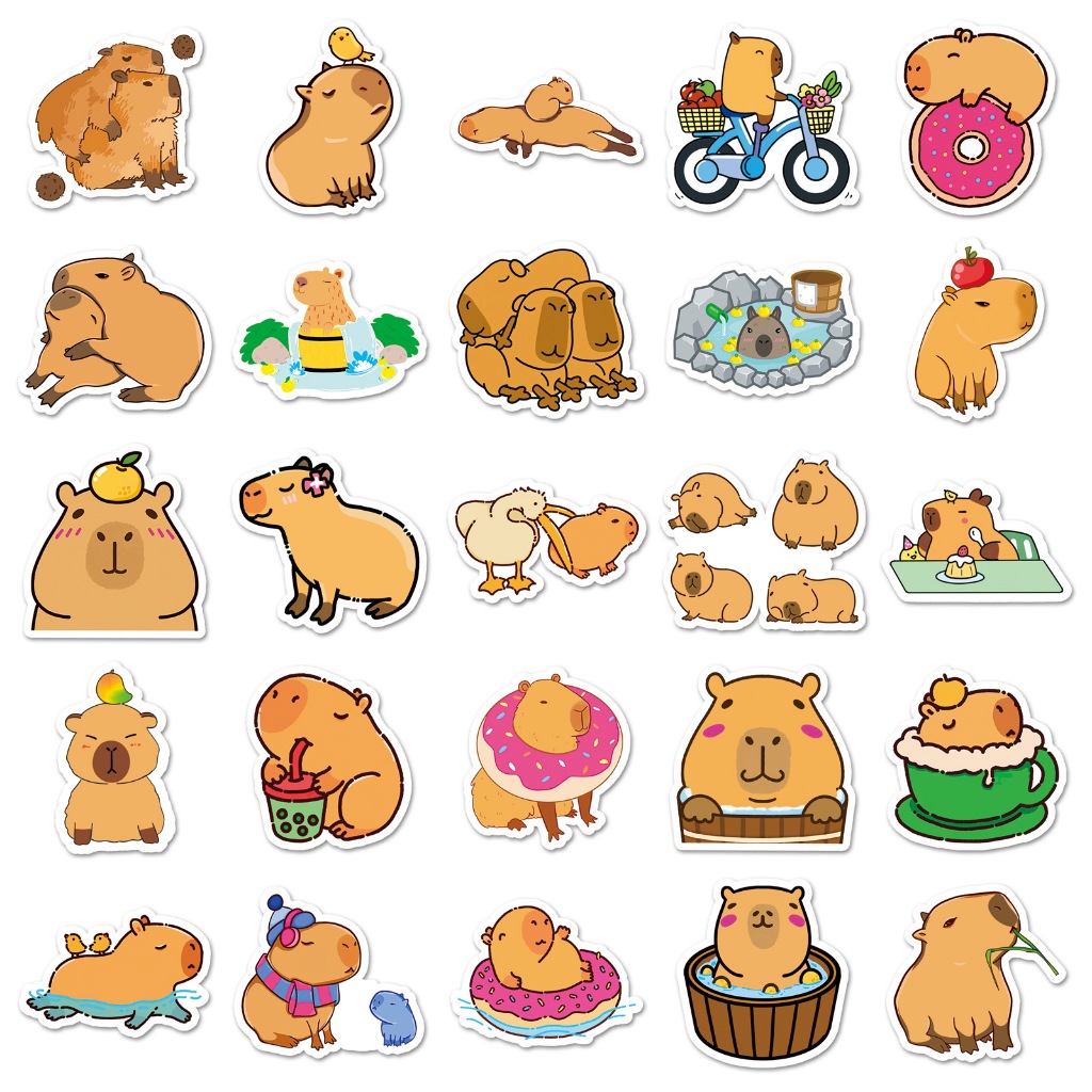 [DOTDING]1pcs สติกเกอร์ คาปิบารา ภาพวาด การ์ตูน สัตว์ DIY ตกแต่ง ครอบโทรศัพท์ ติด กระเป๋า เดินทาง กันน้ำ