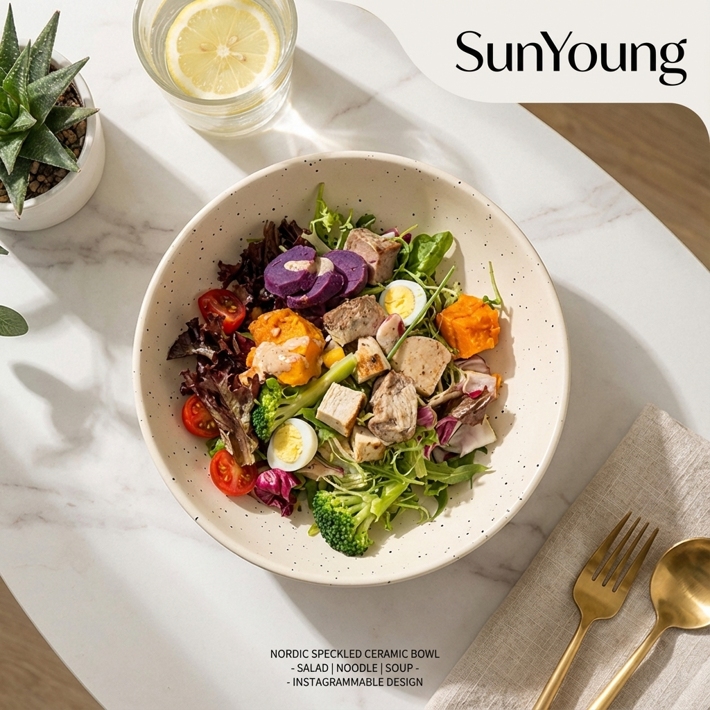 🥣จานเซรามิค จานมินิมอล จานก้นลึก ลายจุด Ink Splash สไตล์เกาหลี จานพาสต้า จานสลัด เข้าไมโครเวฟได้✨