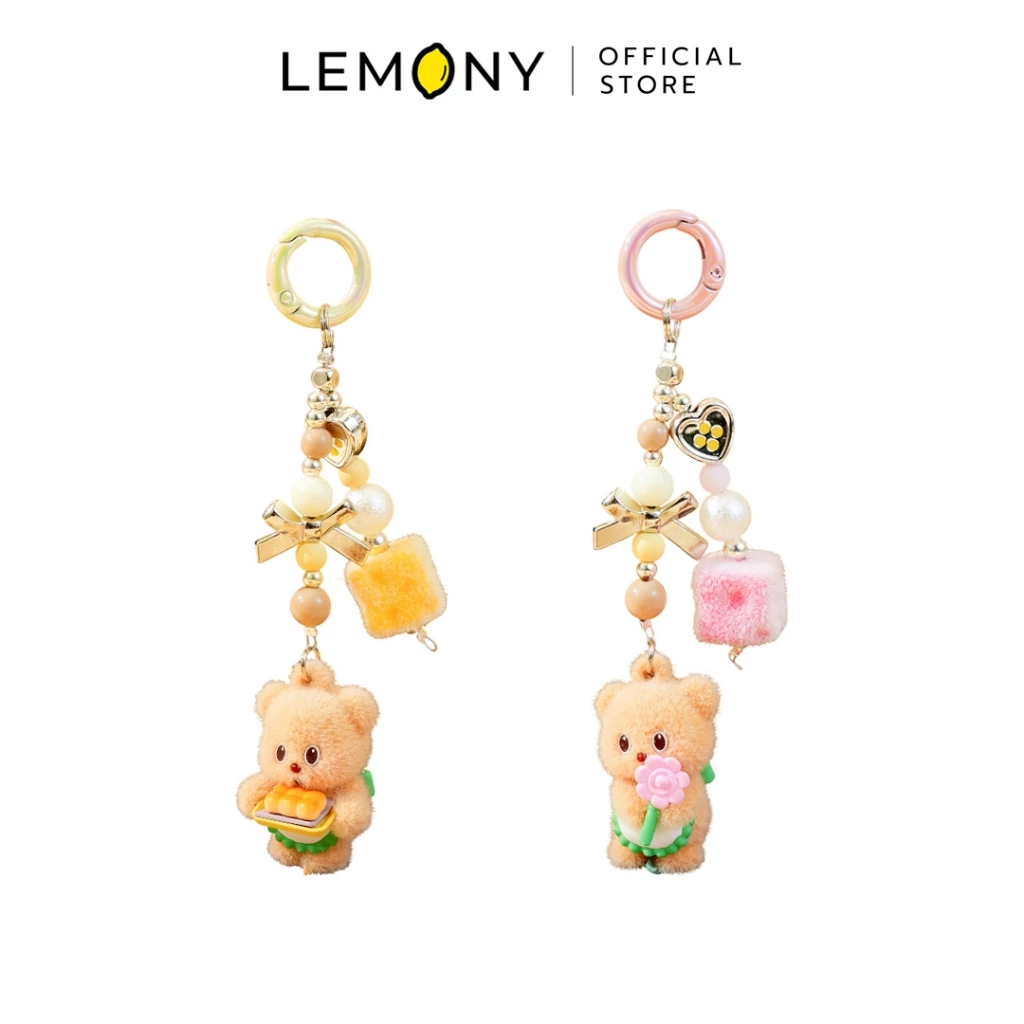 LEMONY พวงกุญแจตุ๊กตาหมีเนย ซีรีส์ Cheese Style Butter Bear Collection