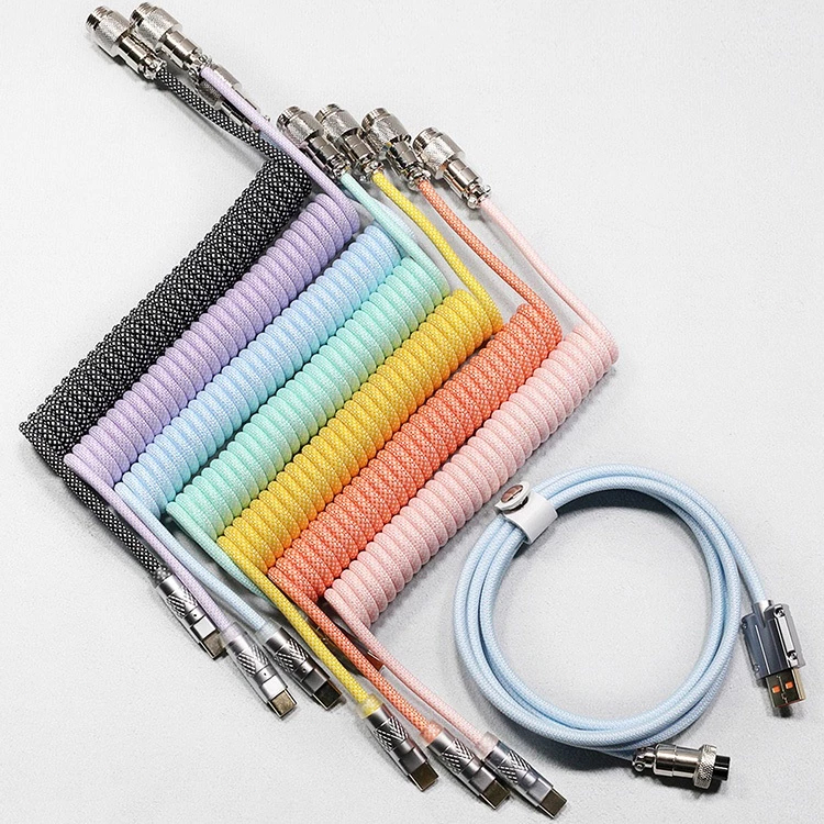 Coiled Cable 8K สำหรับ Mechanical Keyboard สายคีย์บอร์ด USB C to A สายถัก Custom 8K Magnetic