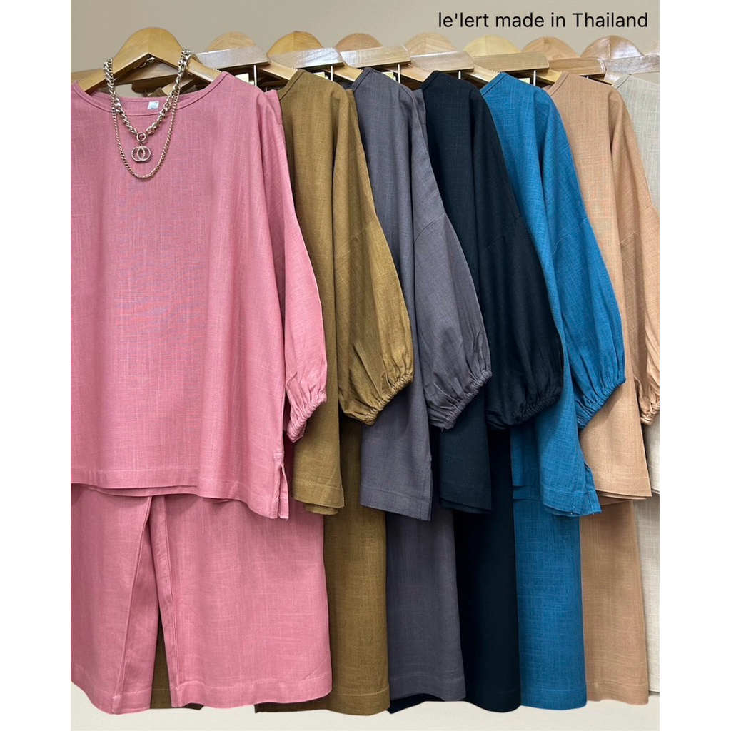 Rosy Linen x Cropped Pants 🌺เซ็ตผ้าลินินผสม เสื้อคอปาดแขนยาวแต่งกุ๊นยางปลายแขน กางเกงทรง5ส่วนซิปข้าง เนื้อผ้าพรีเมี่ยม - รูปที่ 4