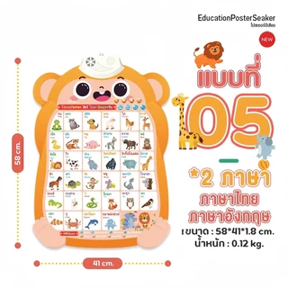 CF HOMEโปสเตอร์สองภาษา โปสเตอร์คำศัพท์ โปสเตอร์การเรียนรู้ภาษาสำหรับเด็ก ผลไม้ ตัวอักษร และของเล่นเสริมการเรียนรู้สำหรับ