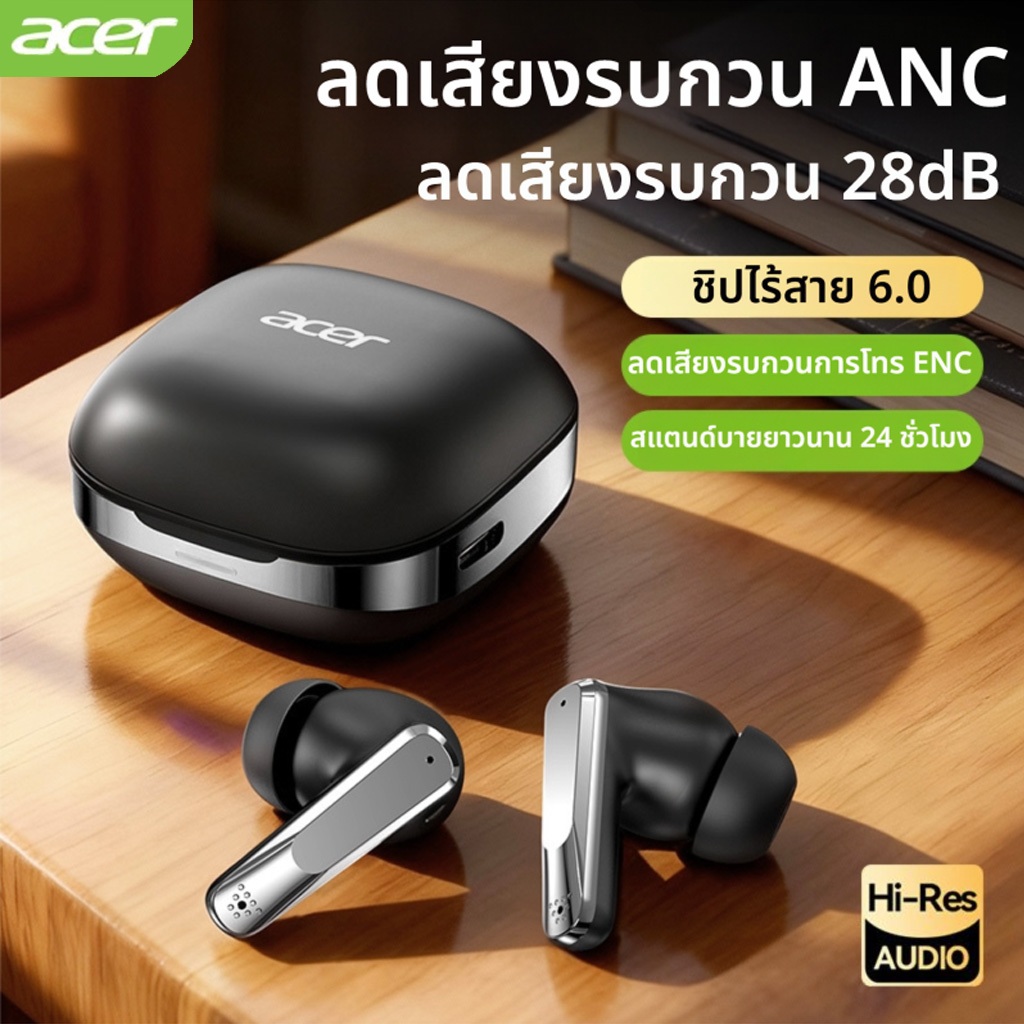 Acer OHR646 เสียงชัดเจน HiFi HD Call หูฟังบลูทูธไร้สาย พร้อมไมโครโฟน ลดเสียงรบกวนANC หูฟังบลูทูธ Blu