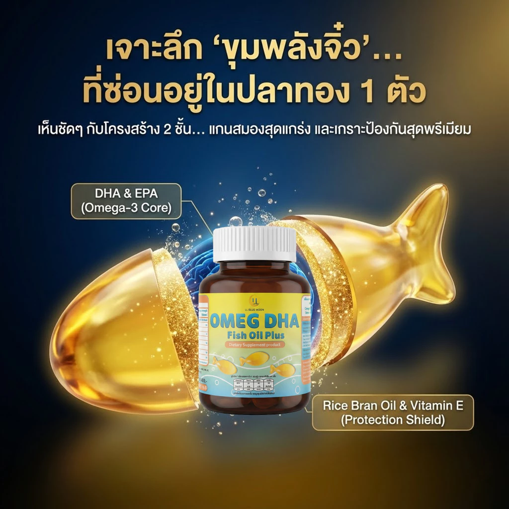 Omeg DHA From Fish Oil Plus ผลิตภัณฑ์เสริมอาหาร โอเม็ก ดีเอชเอ จากน้ำมันปลา พลัส