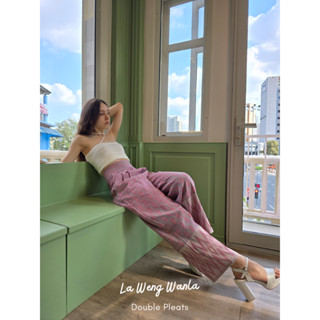 La Weng Wanla(ละเวงวัณฬาผ้าไทย)  กางเกงผ้าไทยเอวสูง (PINK) #…