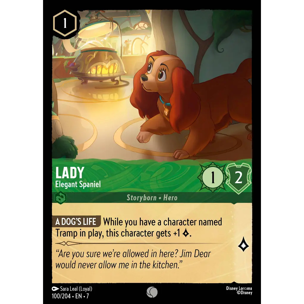 100/204 EN7 Lady - Elegant Spaniel Emerald C Character Disney Lorcana Set 7