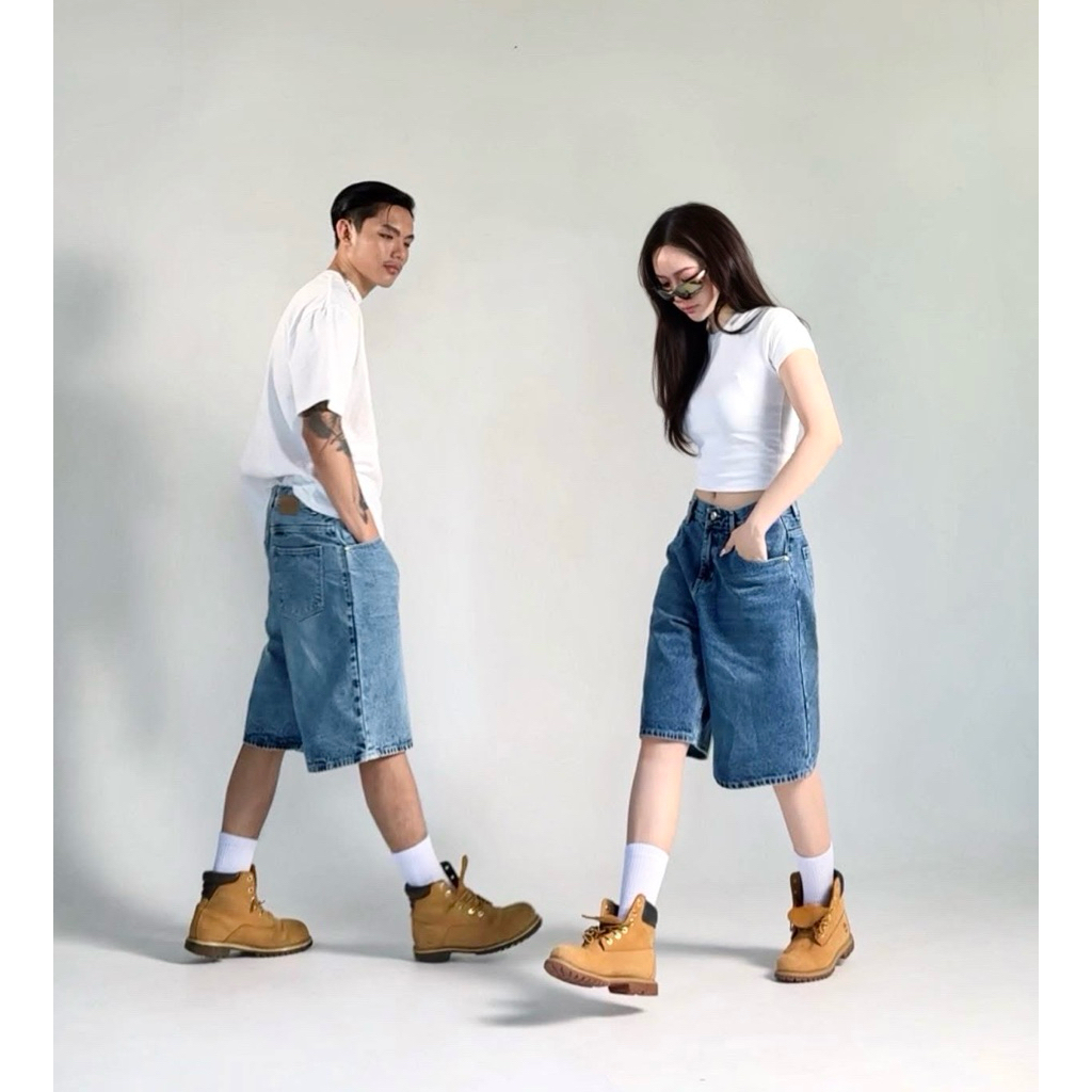 Code.W28 กางเกงยีนส์ขาสั้นเอวสุงผ้าไม่ยืด