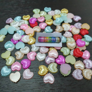 มุกซีก รูปหัวใจล้อมมุก คละสี 1ถุง 12กรัม (ประมาณ100ชิ้น)