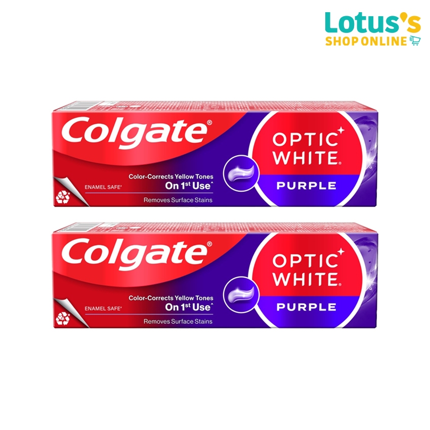 [ทั้งหมด 2 ชิ้น] คอลเกต ยาสีฟัน อ๊อพติคไวท์ เพอร์เพิล ขนาด100 กรัม COLGATE TOOTHPASTE OPTIC WHITE PURPLE 100 G.