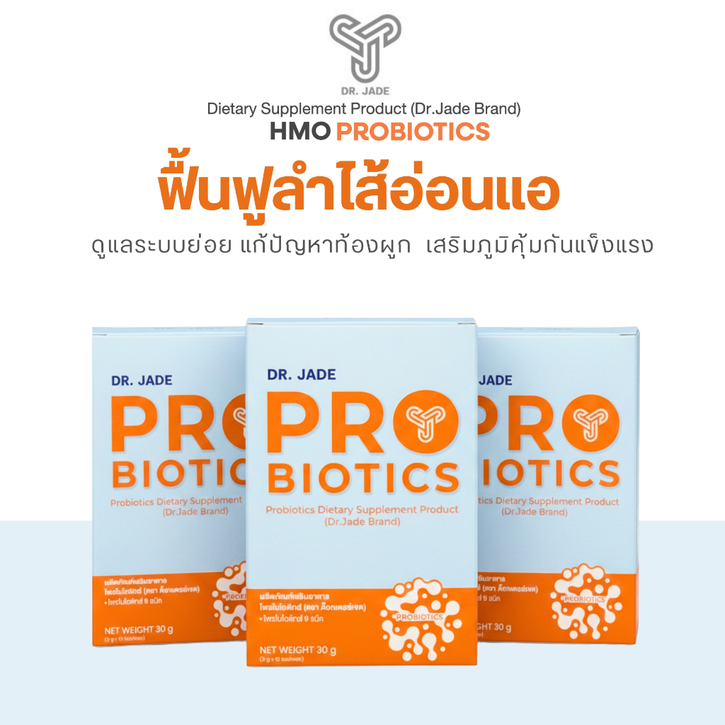 [ทาน1เดือน] โพรไบโอติกส์หมอเจด เพิ่มจุลินทรีย์ดี ให้ลำไส้แข็งแรงขึ้น เสริมภูมิคุ้มกัน ลดตกขาว HMO Pr