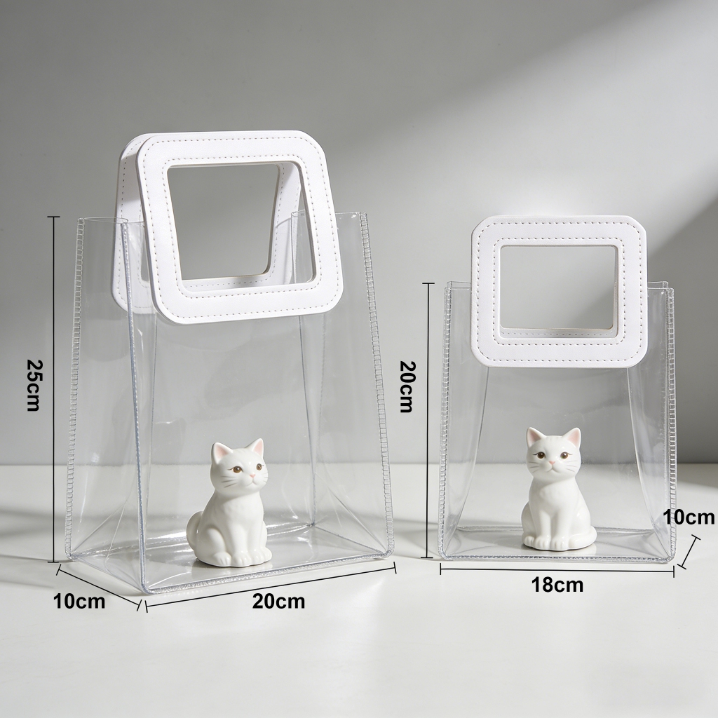 ถุงของขวัญ PVC ใส หนา กระเป๋าจัดกิ๊ฟเซ็ท สำหรับใส่ของขวัญ ดอกไม้ ของชำร่วย ขนม ของฝาก ของขวัญ - รูปที่ 5