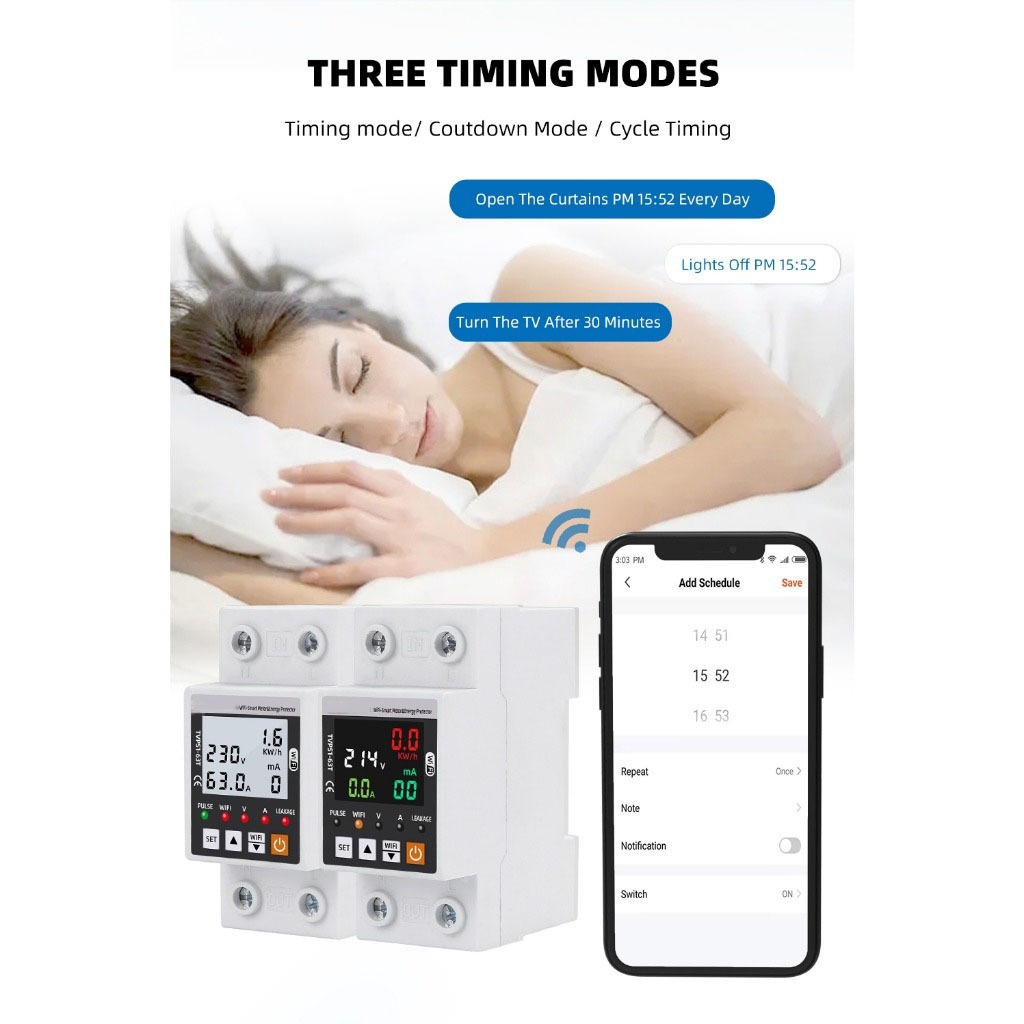 TUYA Smart Lifeเติมเงิน WiFi สมาร์ท Earth Leakage ป้องกันแรงดันไฟฟ้า Circuit Breaker Power kWh Meter - รูปที่ 7