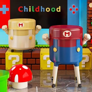 Ubear ถังขยะมาริโอ SuperMario ถังขยะขาสูง พร้อมฝาปิดแบบกดเปิ…