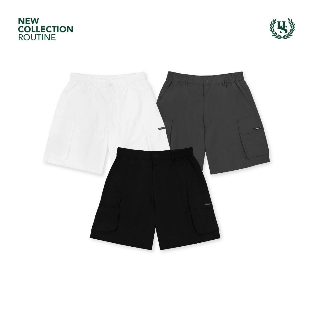 Highschool Basic Collection : Routine Cargo Shorts - กางเกงคาร์โก้ขาสั้นผ้าไนลอน - BTB35714