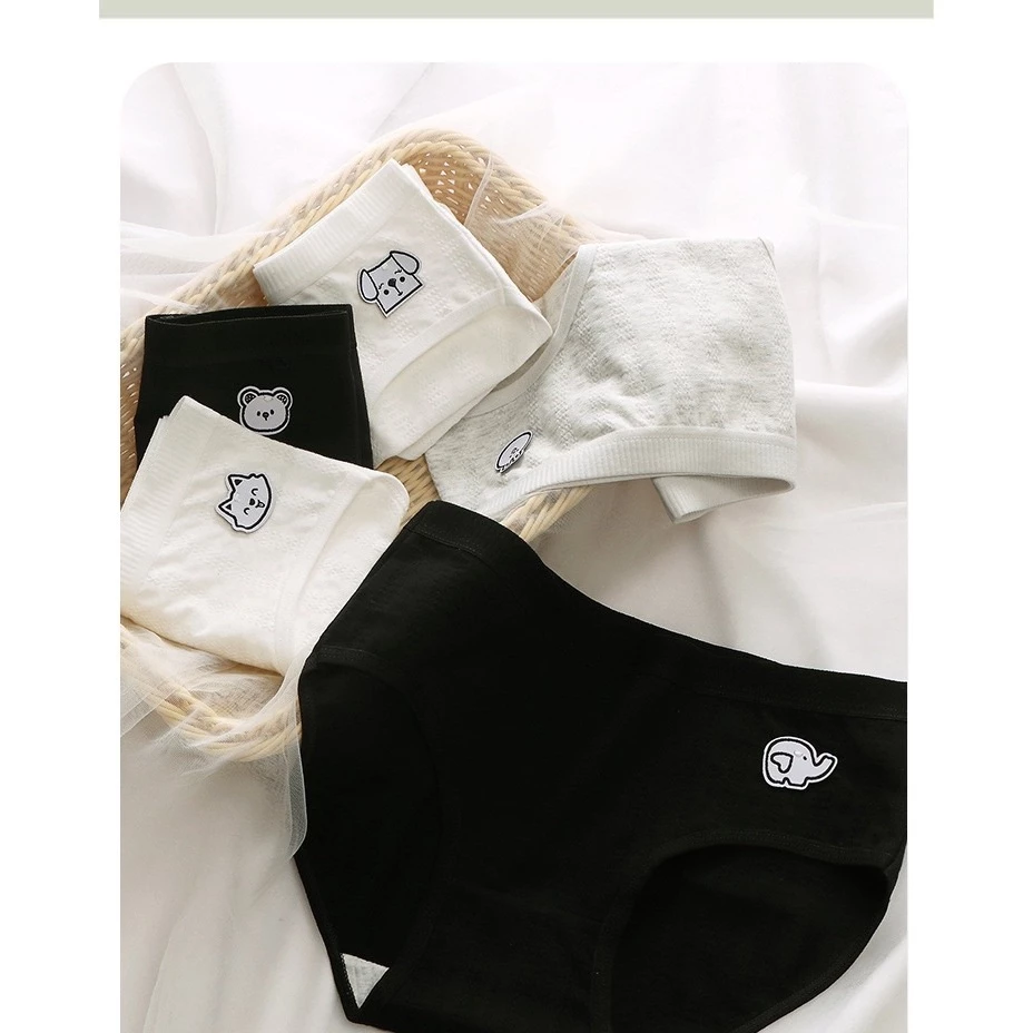 A-127 กางเกงในสีพื้นและลายสัตว์ มี 3 สี ดำ เทา ขาว ผ้าไม่หนา พร้อมส่ง