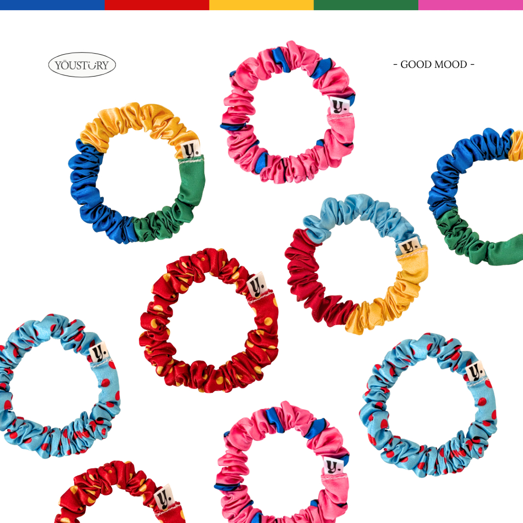 โยวสตอรี - GOOD MOOD (5 แบบ) - ยางรัดผมพร้อมส่ง ยางมัดผมพร้อมส่ง ยางมัดผม ยางมัดผมซาติน ยางรัดผม