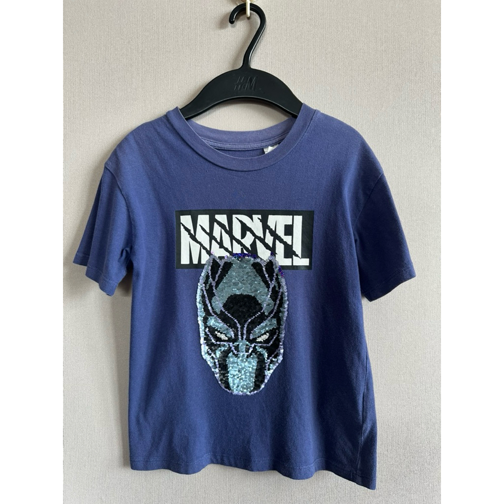 เสื้อยืดเด็ก H&M x Marvel มือสอง : size 110 อายุ 4-6 ปี รอบอก 27 นิ้ว ยาว 18 นิ้ว