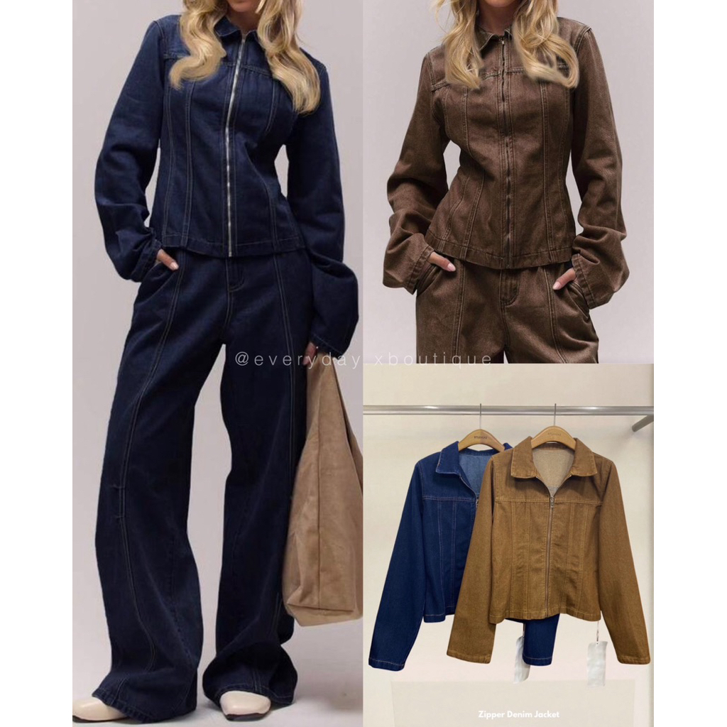 91 STUDIOX2 ZIPPER PULLED UP DENIM SHIRT 🤎💙(SMLXL 690฿) เสื้อยีนส์คอปก ซิปหน้า ทรงพอดีตัว ใส่สวยๆชิคๆ สไตล์ดี