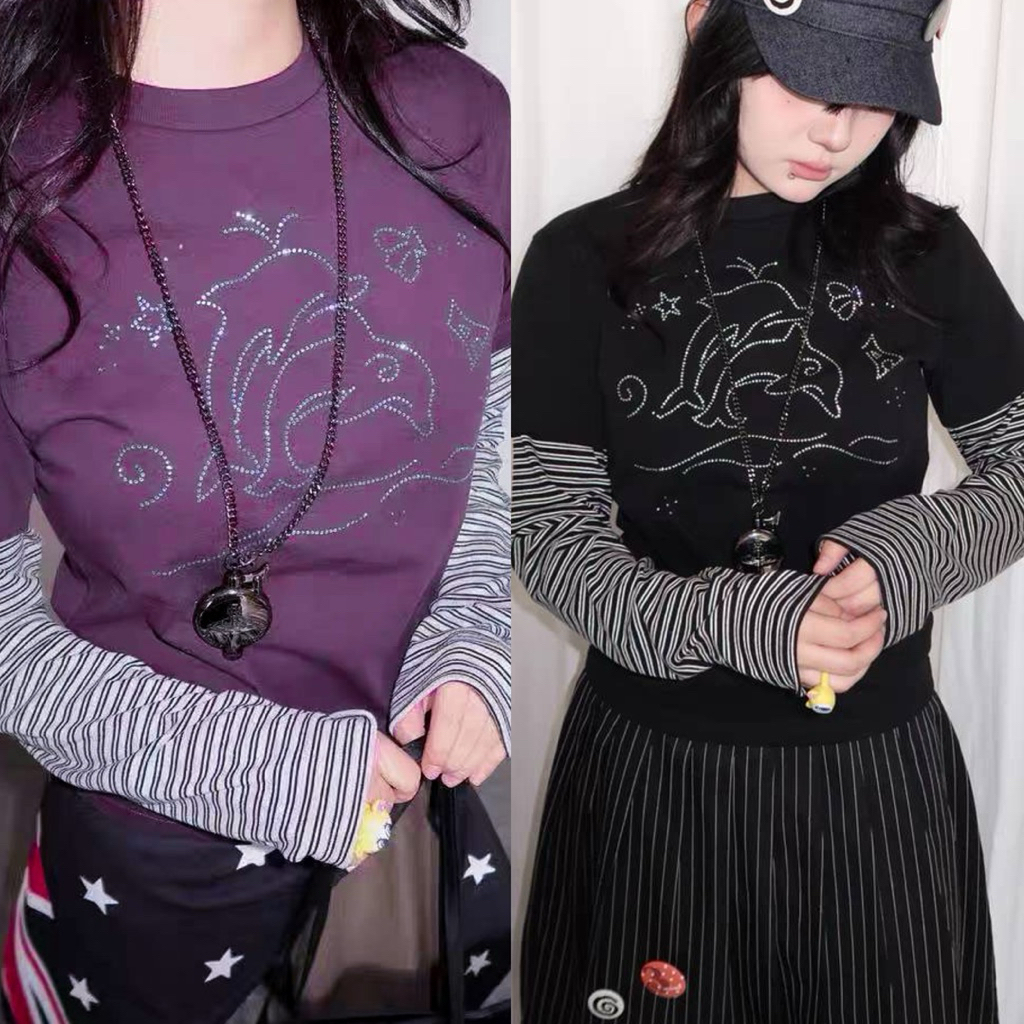 พร้อมส่ง สีดำ TWOHANDHII MINI DOLPHIN TOP 2 สี