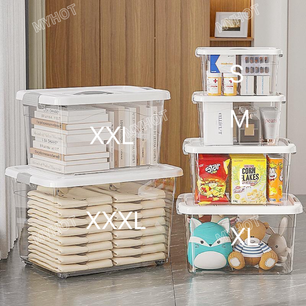 MYHOT กล่องเก็บของ กล่องใส่ของ ลังพลาสติก  มีล้อ - มีล้อและตัวล็อค เก็บของได้เยอะ  ⚡การลดราคาแบบจำกัดเวลา⚡