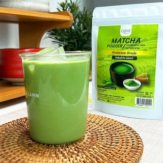 ผงมัทฉะเกรดพรีเมี่ยม (Yabukita blend) Premium matcha powder ตรา โอลีฟ ฟาร์ม ชาเขียว ขนาด 50g