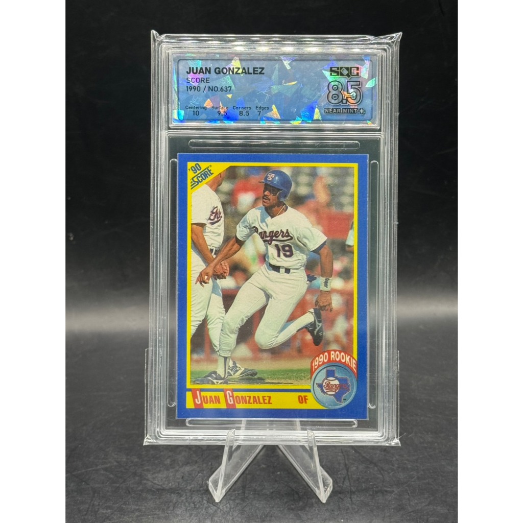 [SQC 8.5 NM+] การ์ดรุกกี้ Juan Gonzalez 1990 Score #637 (RC) Texas Rangers 2x MVP Legend