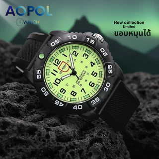 AOPOL นาฬิกาข้อมือผู้ชาย ขอบหมุนได้ เข็มพรายน้ำ ขนาดหน้าปัด 46 mm รุ่นยอดฮิต