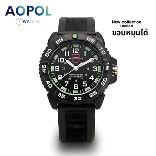 AOPOL นาฬิกาข้อมือผู้ชาย ขอบหมุนได้ เข็มพรายน้ำ ขนาดหน้าปัด 46 mm รุ่นยอดฮิต