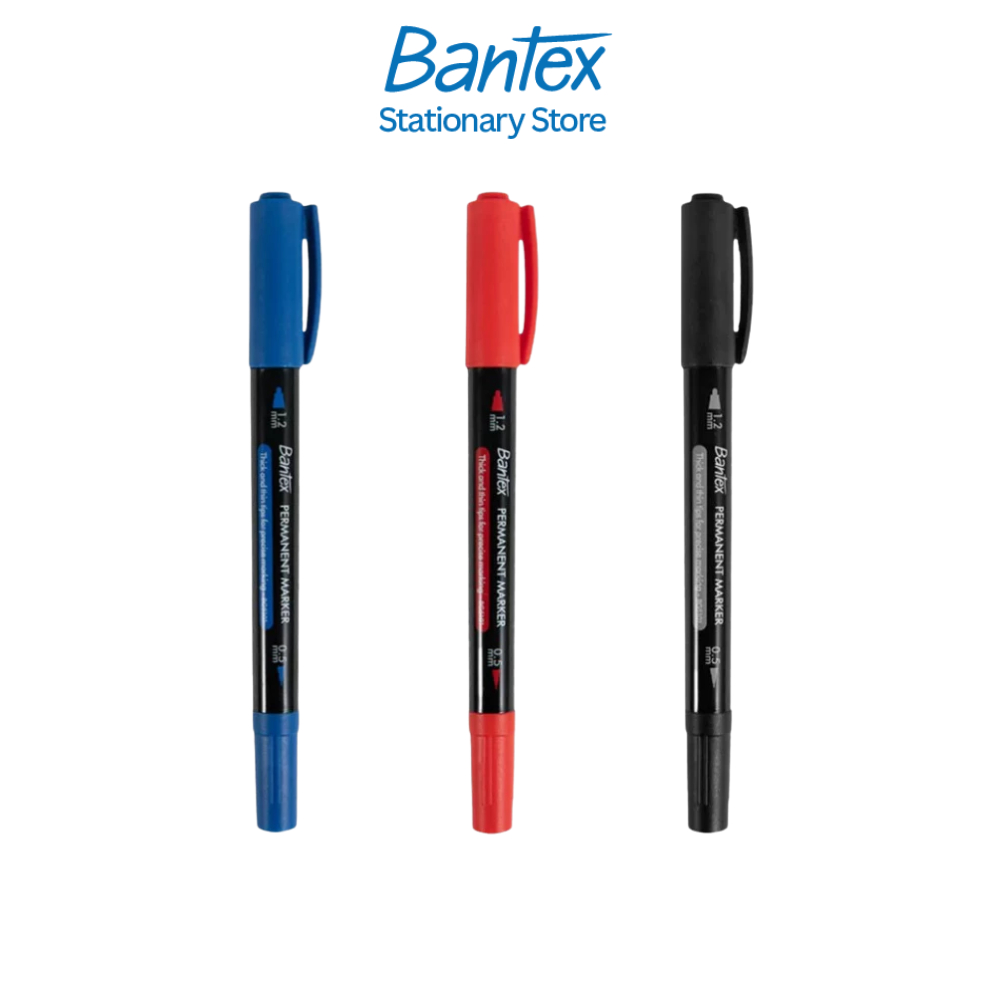 Bantex ปากกาเคมี ปากกามาร์กเกอร์ หัว 0.5mm 1.2mm กันน้ำ ใช้ได้ทั้งกระดาษและพลาสติก Permanent Marker